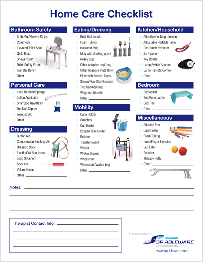 Free Printable Home Care ADL Checklist For Occupational Therapists Free Printable Home Care ADL Checklist For Occupational Therapists