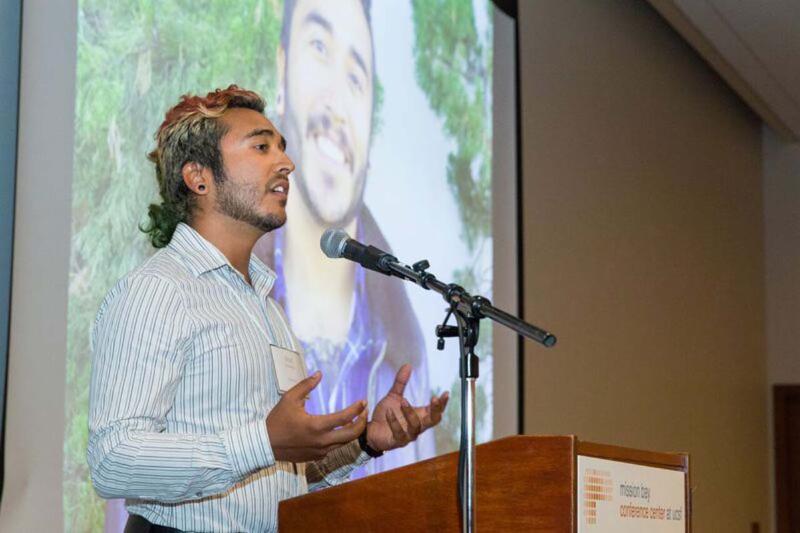 Uriel Hernandez speaks at Bay Nature awards dinner