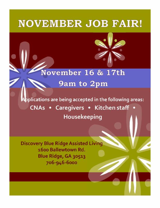 Job Fair at Blue Ridge Assisted Living