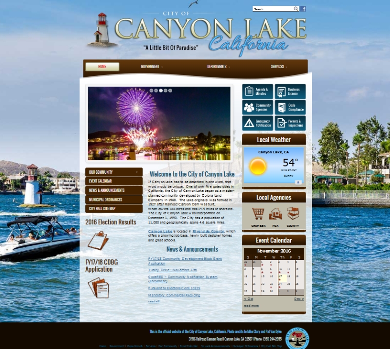 Canyon Lake California Website