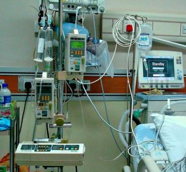 A ventilator in a hospital room