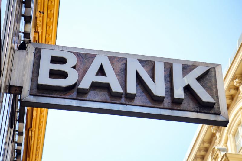 Old  Bank  sign on a building exterior.