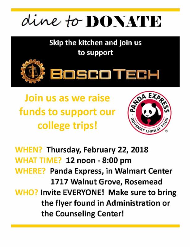 have panda express support bosco tech panda express dine and donate flyers