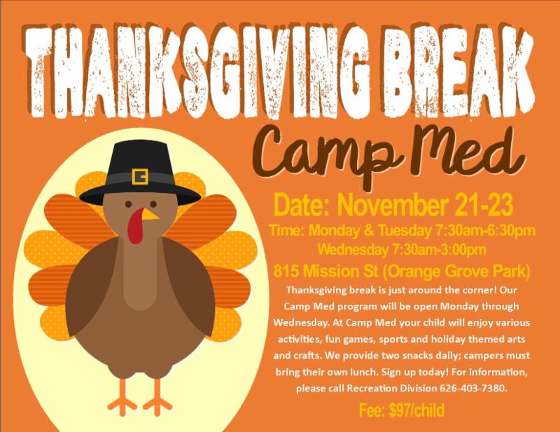 Thanksgiving Break Camp Med Flyer 2016