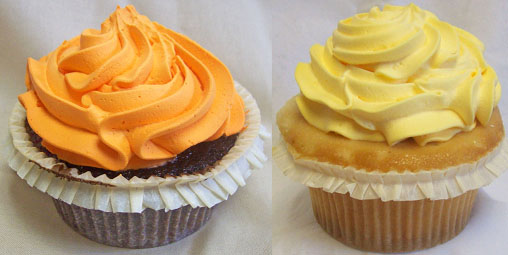 Yellow and Orange Whip Topped Cupcakes