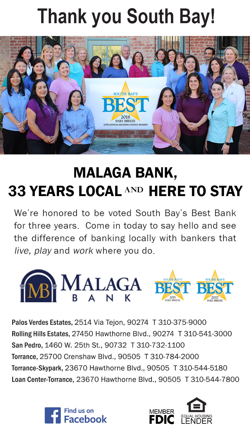 Malaga Bank has been voted South Bay's BEST Bank again for 2018!