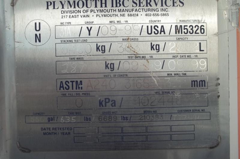 Specification Packaging Marking on Intermedicate Bulk Container for hazardous materials