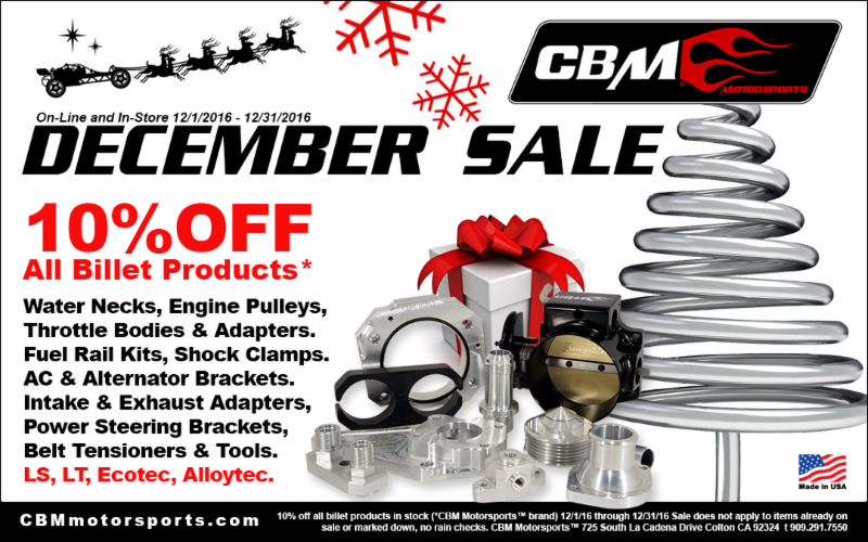 CBM Motorsports December Sale and Newsletter vol. 12 December 2016