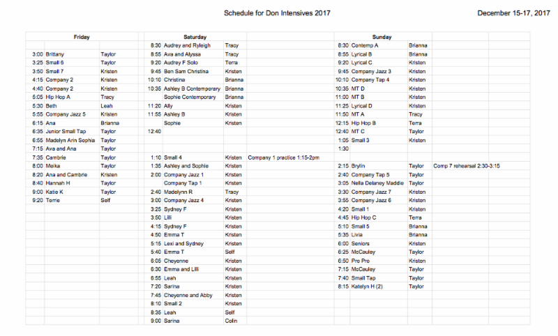Don Schedule 2017