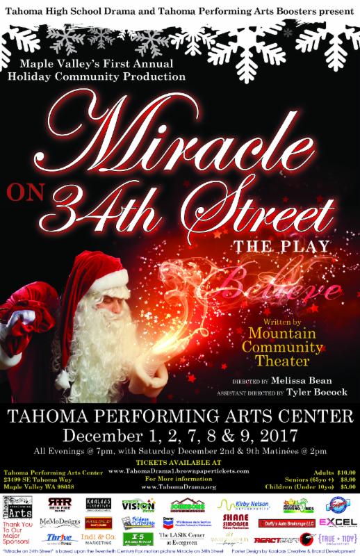 Flyer for _Miracle on 34th Street_ the Play_
