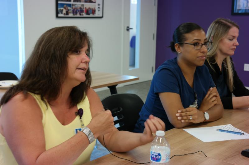 Gina Corbett, CRNA, shares her thoughts during bargaining.