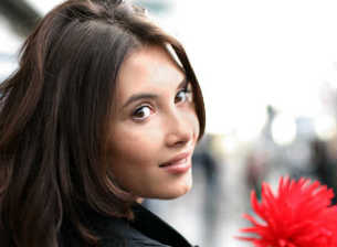 Latin Girl w Red Flower 305 X 224