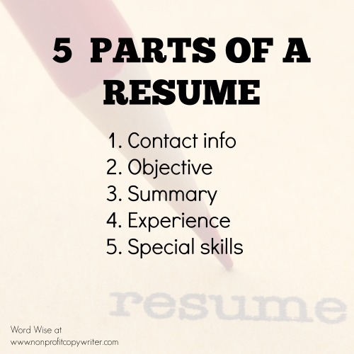 5 parts of a resume