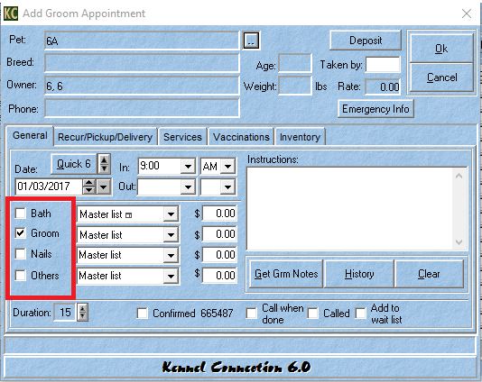 Default groom services