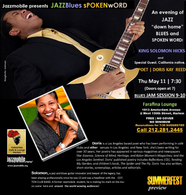 Jazzmobile Presents!! "JazzBlues Spoken Word" Farafina LoungeThursday May 11, 2017700pm