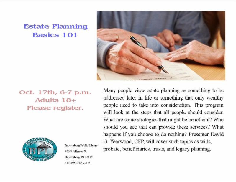 estate planning basics october 17 6 pm
