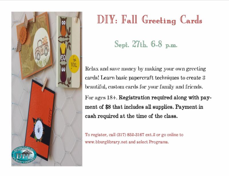 DIY Fall Greeting Cards September 27 6 pm