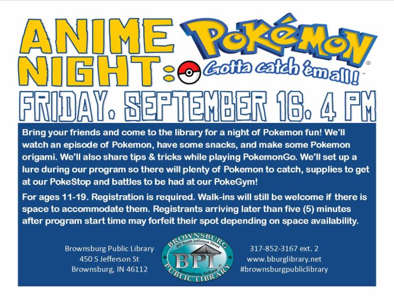 anime night pokemon friday september 16 4 pm