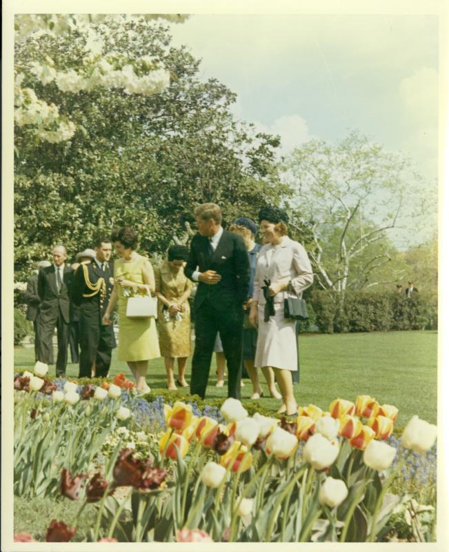 Kennedy showing the Rose Garden_ April 1963