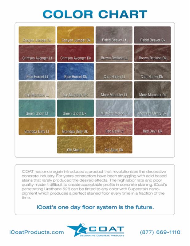 icoat s new 1 day stain come see it world of concrete hanky color chart