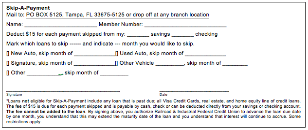 Skip a Payment Form