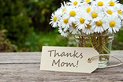 Thanks Mom_ with a beautiful bouquet of daisies.