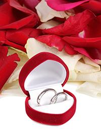 Wedding Rings in a Red Heart Box