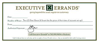 Image of Executive Errands Gift Certificate