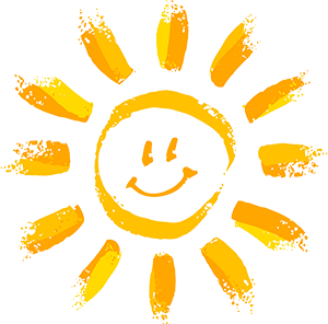 Image of a bright smiling sun.