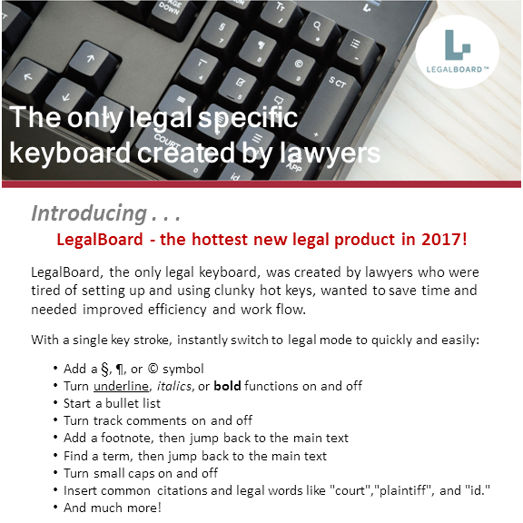 Introducing LegalBoard The Only Legal Specific Keyboard
