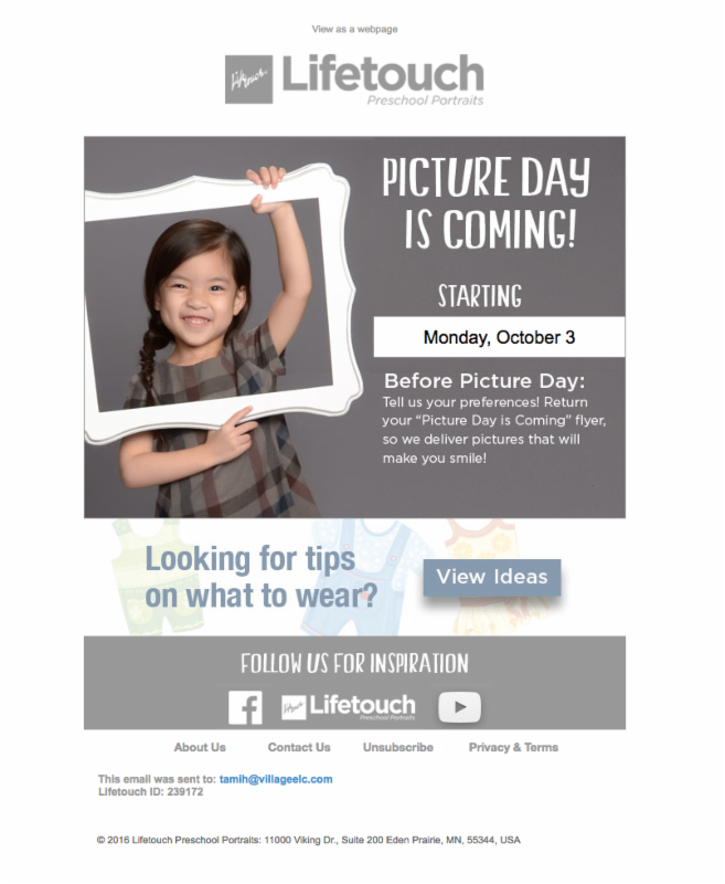 the village elc newsletter monday september 26 2016 school picture day flyer template