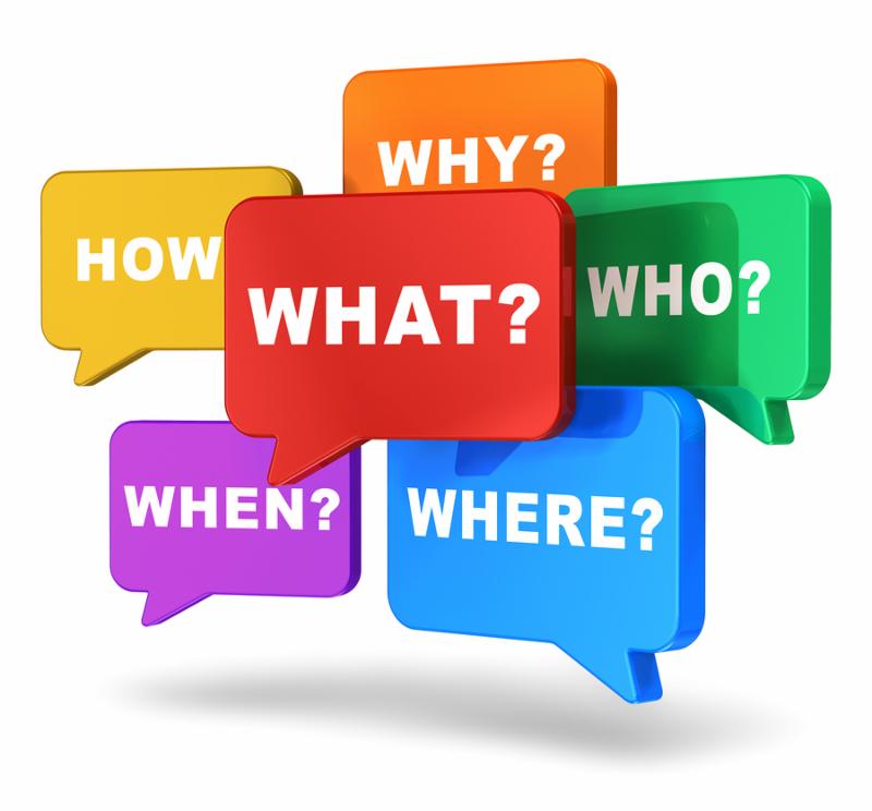 Creative business concept  group of color speech balloons with questions isolated on white background