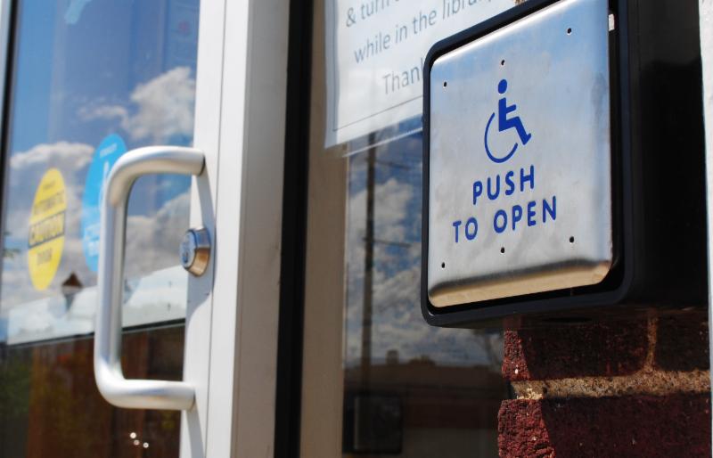 handicap button for door at East Branch