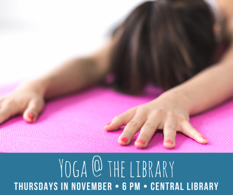 Yoga at the Library sign