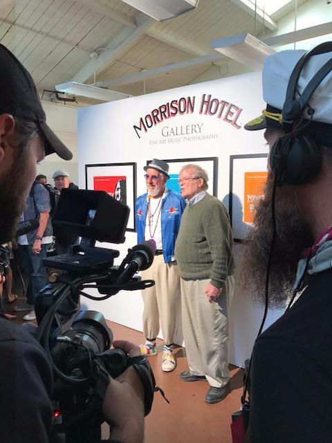 Monterey Pop Festival creator Lou Adler and Monterey Pop filmmaker D.A. Pennebaker at the Morrison Hotel Gallery PopUp gallery at 50th anniversary celebration