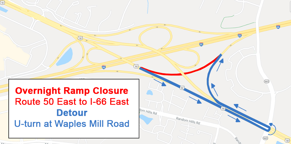 Rt 50 E to I-66 E Ramp Will Close Nightly, Dec. 14-18 Rt 50 E to I-66 E Ramp Will Close Nightly, Dec. 14-18