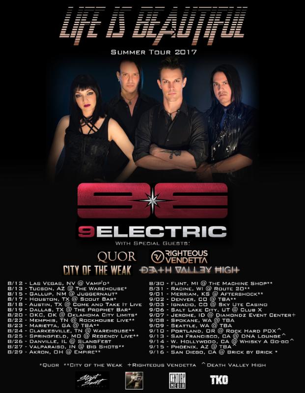 Alt-Rockers 9ELECTRIC to Kick Off North American Headline Tour on August 12 in Las Vegas