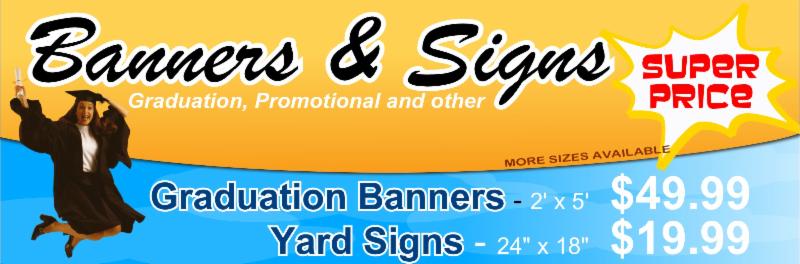 graduation signs and banners