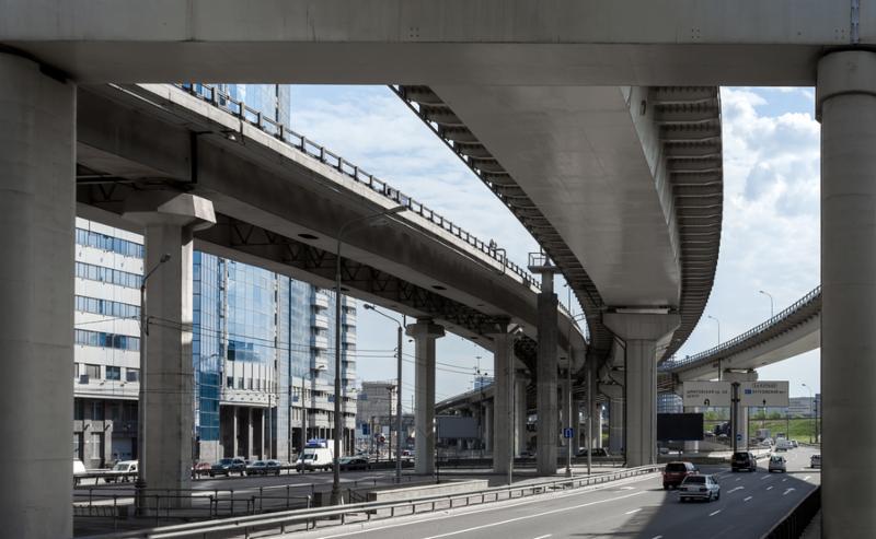 Fragment of the transport interchange in Moscow-city Russia