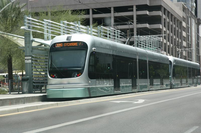 City of Phoenix Downtown Light Metro Rail Tram  Arizona