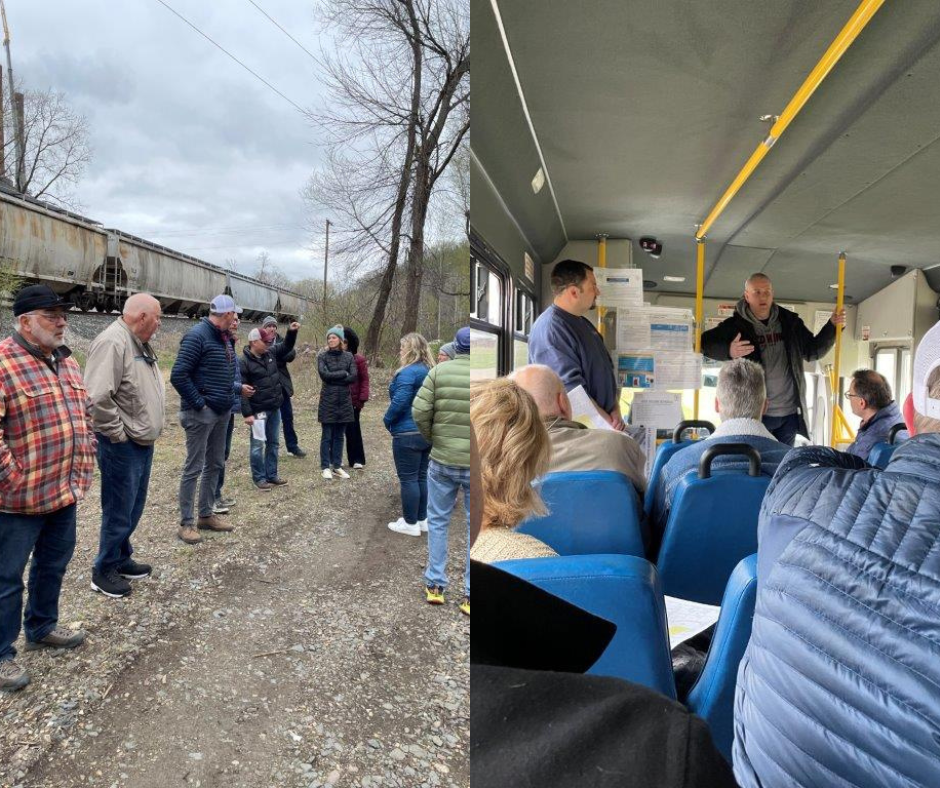 Stop at G.A. Carlson Lime Kiln and discussion on the bus during Spring Tour