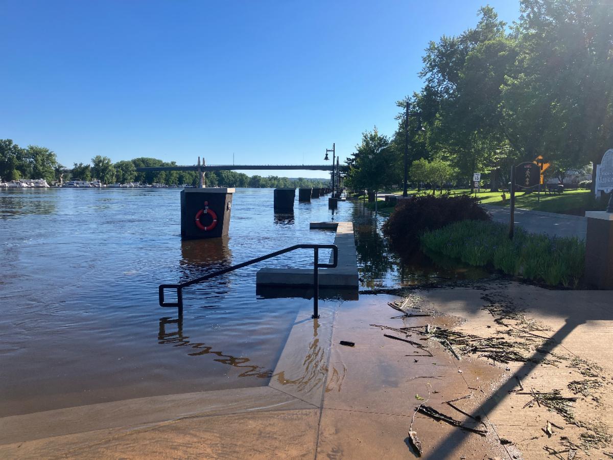 Levee Park wall under water
