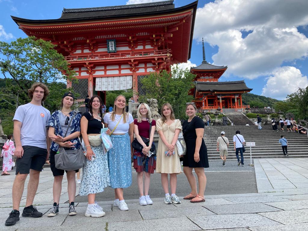 Students and chaperone in Japan