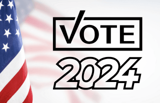 Vote 2024 and American flag