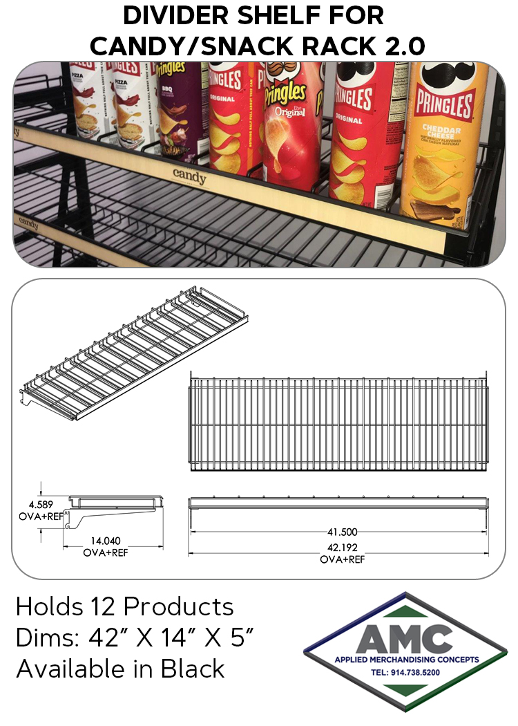 DIVIDER SHELF FOR CANDY OR SNACK RACK 2-0 PRODUCT CARD