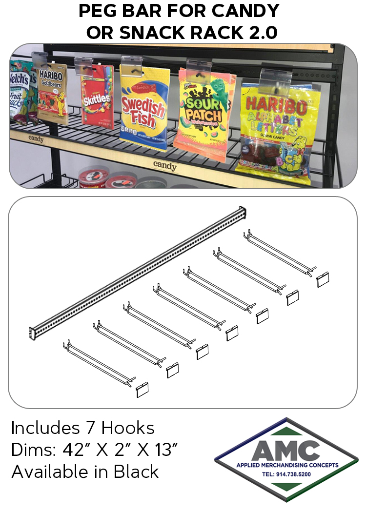 PEG BAR FOR CANDY OR SNACK RACK 2-0 PRODUCT CARD