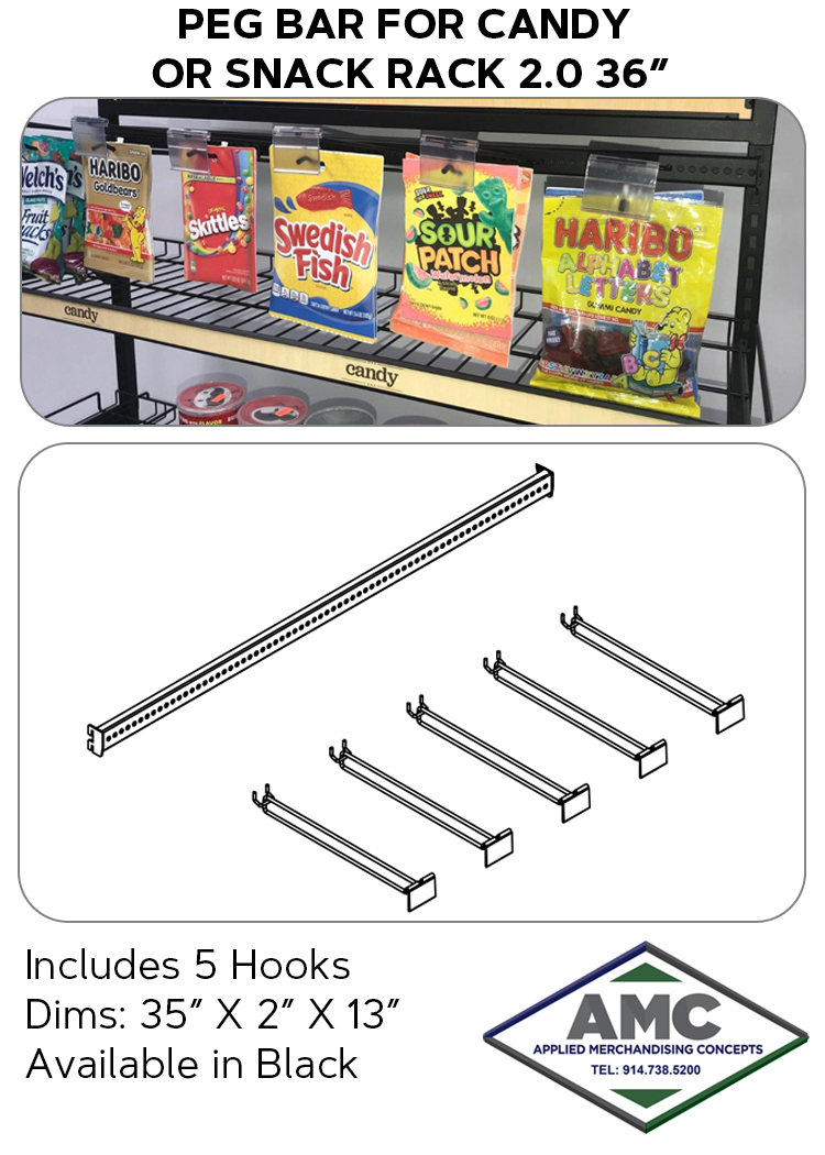 PEG BAR FOR CANDY OR SNACK RACK 2-0 36 INCH PRODUCT CARD