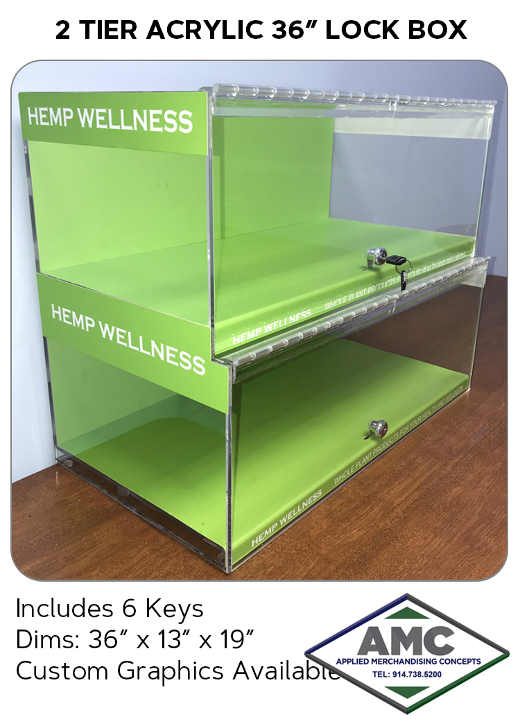 ACRYLIC 2 TIER 36 INCH LOCK BOX PRODUCT CARD
