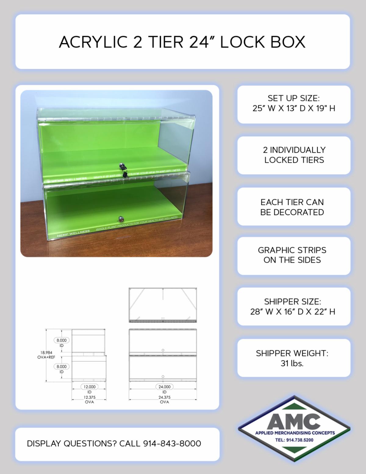 Acrylic 2-tier 2ft lock box