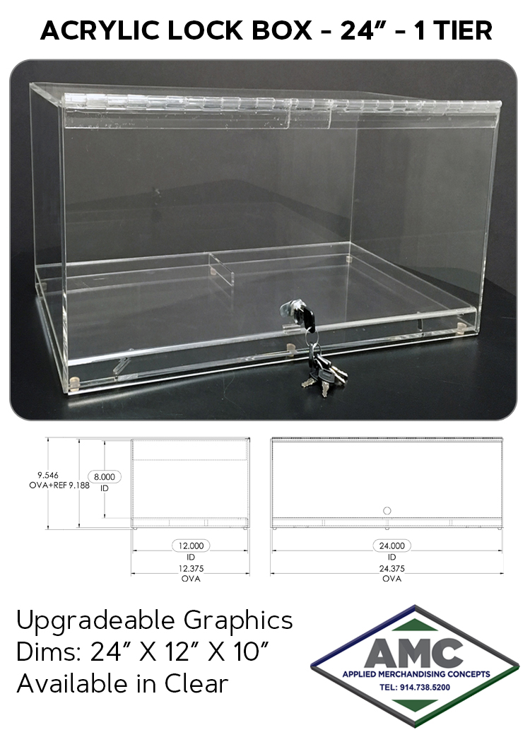ACRYLIC LOCKBOX-24 INCH-1 TIER PRODUCT CARD
